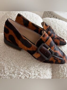 Louise et Cie Leopard Print Buckle Loafers - Brown/Black